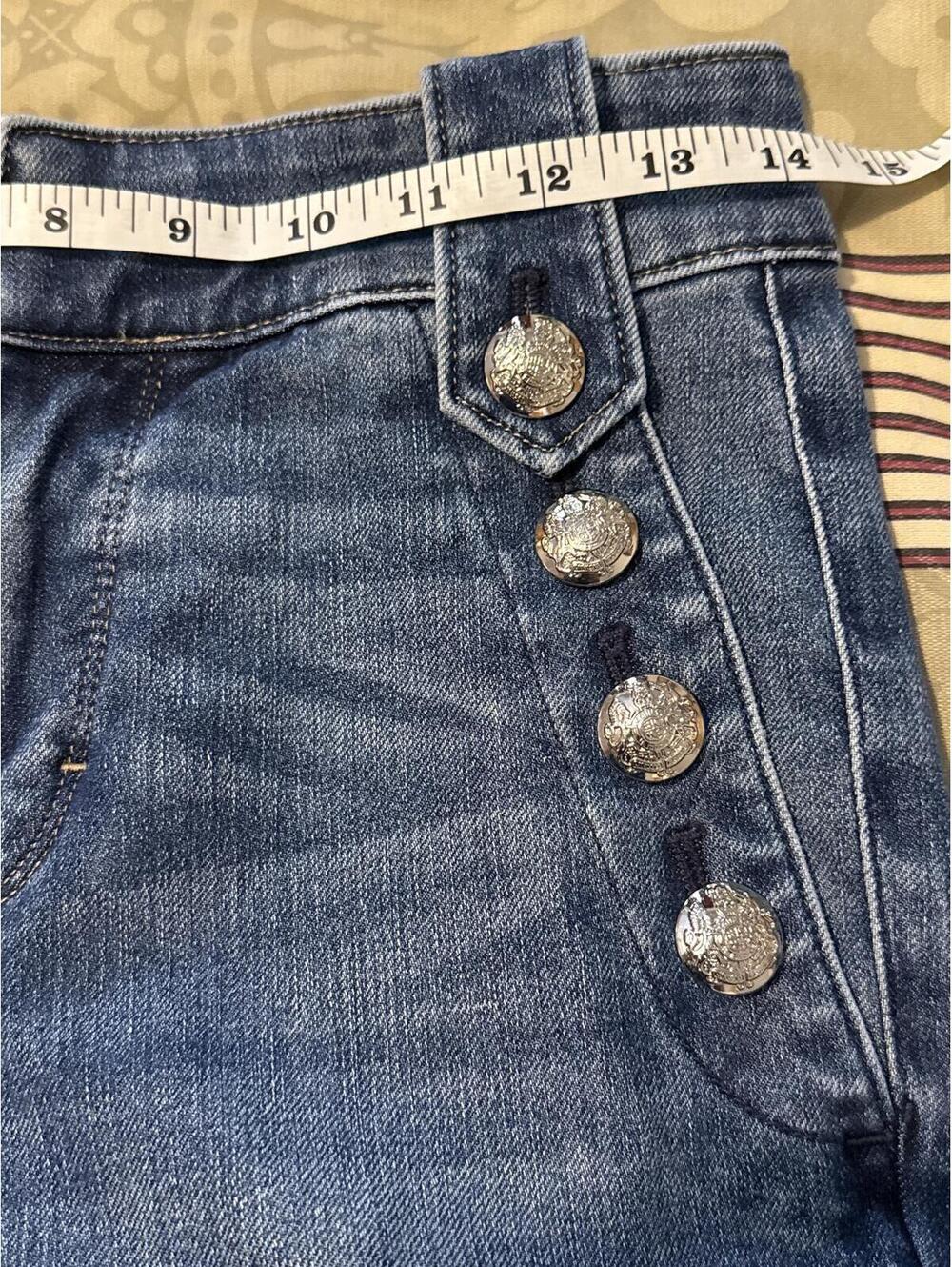 White House Black Market Straight Leg Embellished Button Jeans Blue Size 2 - Picture 6 of 8